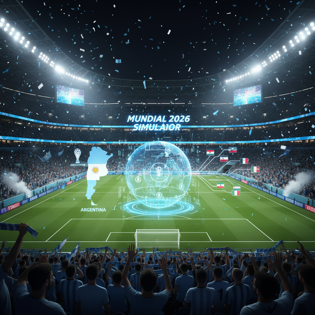 Vista del estadio con público durante un partido del mundial 2026 y prediccion mundial 2026 simulador